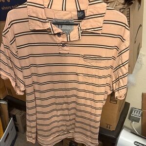 Wrangler Peach and Black Striped Polo Shirt